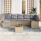 Loungeset polyrattan 8-delig beige met kussens