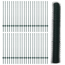 Hekpalen 11 Stuks U-Kanaal Groen 120 Cm Staal,  Zeshoekig Hek Groen 1,2X100 M Staal