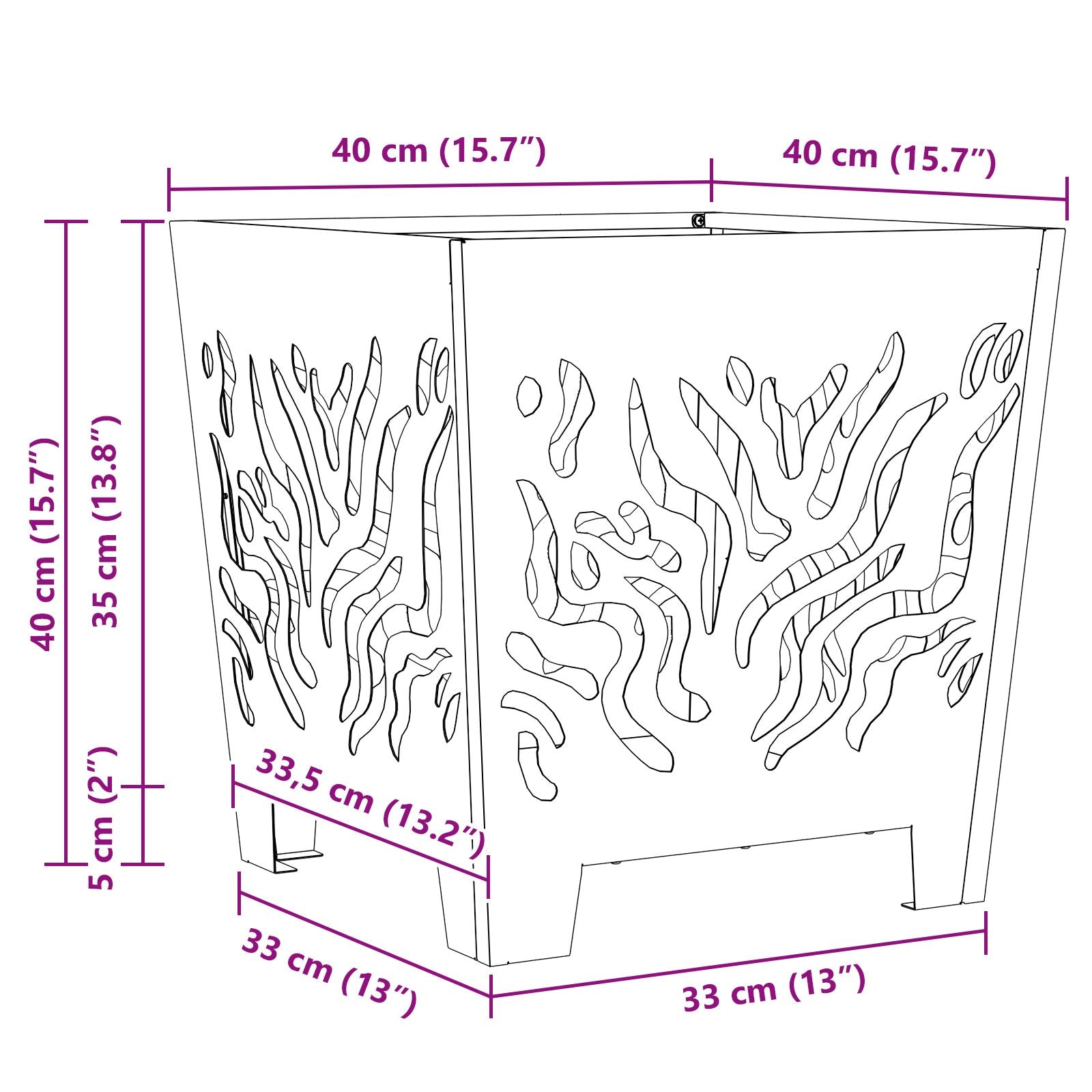 Vuurkorf Vierkant Weerbestendig Staal Verweerd staal/Bruin 40 x 40 x 40 cm