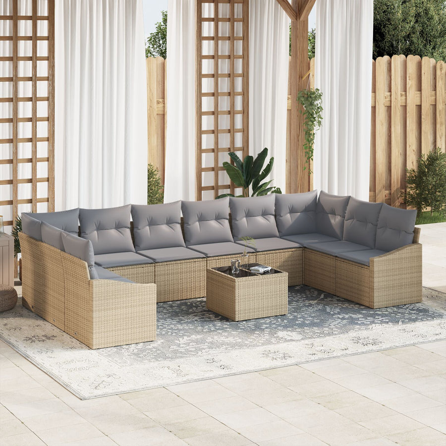 Tuin Sofa Set 11-Delig Grijs Metalen Frame Tuin Sofa