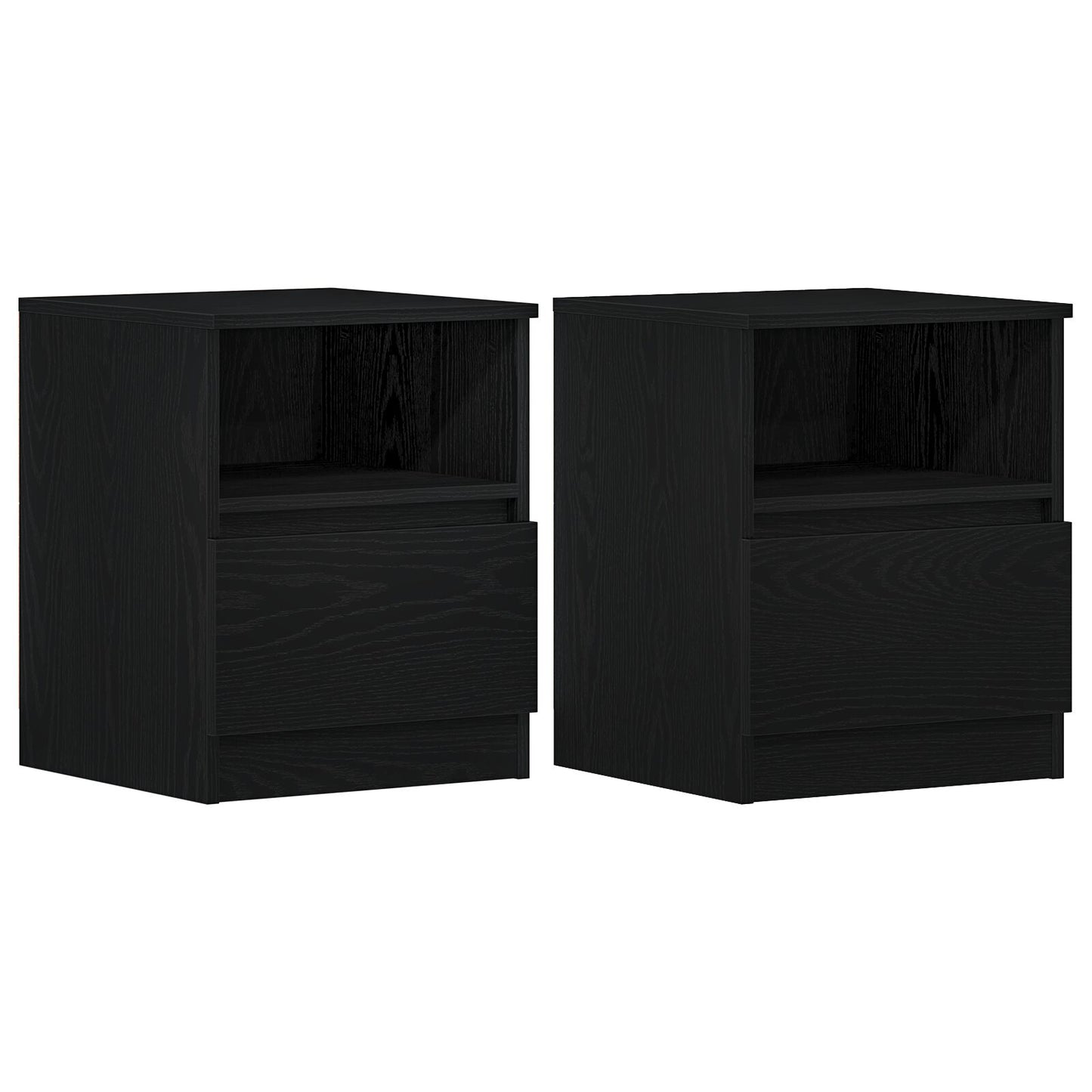 Nachtkastjes 2 Stuks Zwart Eiken 40X40X50 Cm Gelaagd Hout
