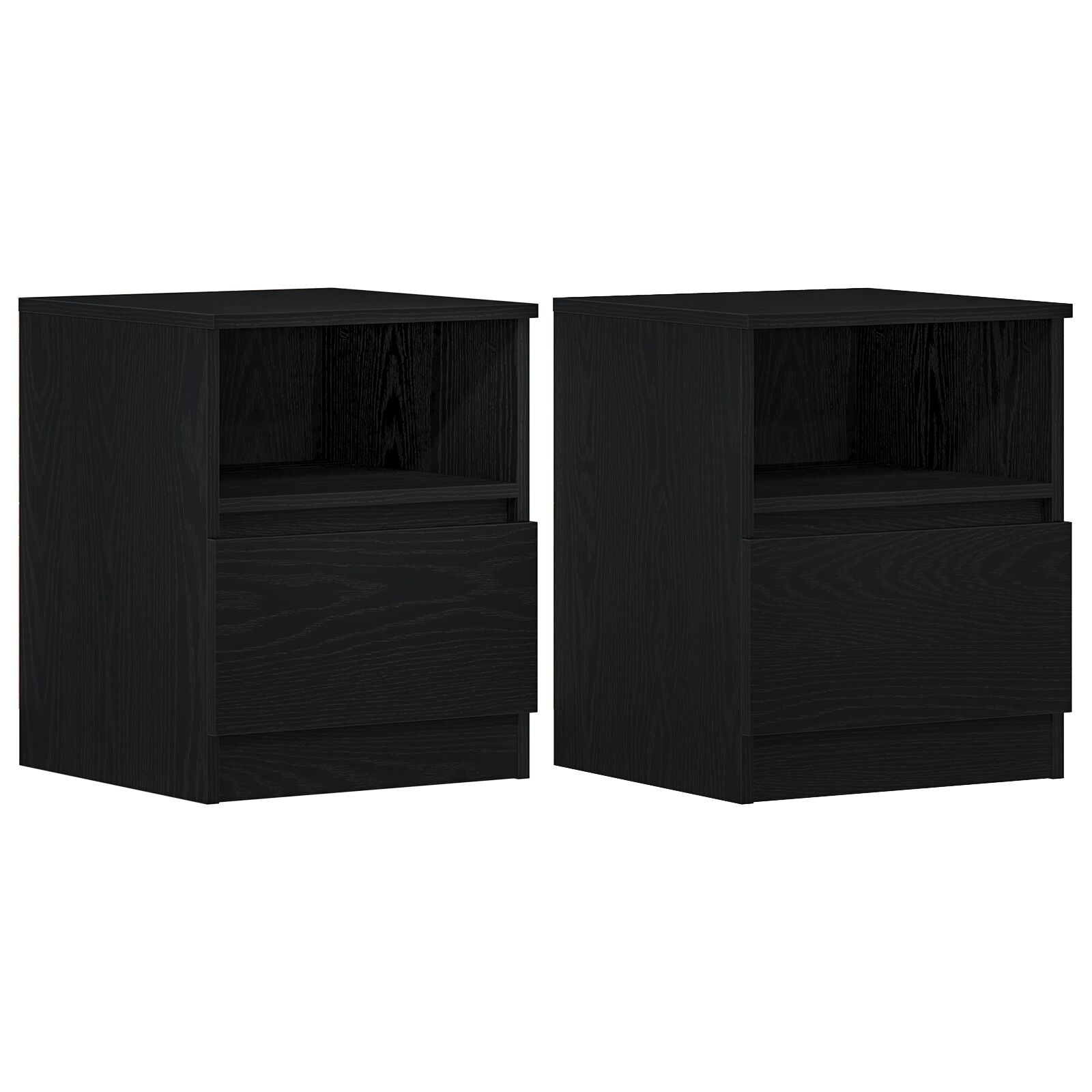 Nachtkastjes 2 Stuks Zwart Eiken 40X40X50 Cm Gelaagd Hout