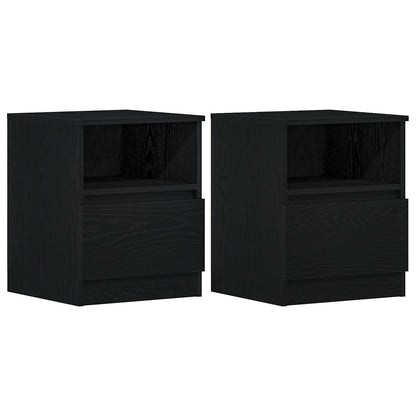 Nachtkastjes 2 Stuks Zwart Eiken 40X40X50 Cm Gelaagd Hout