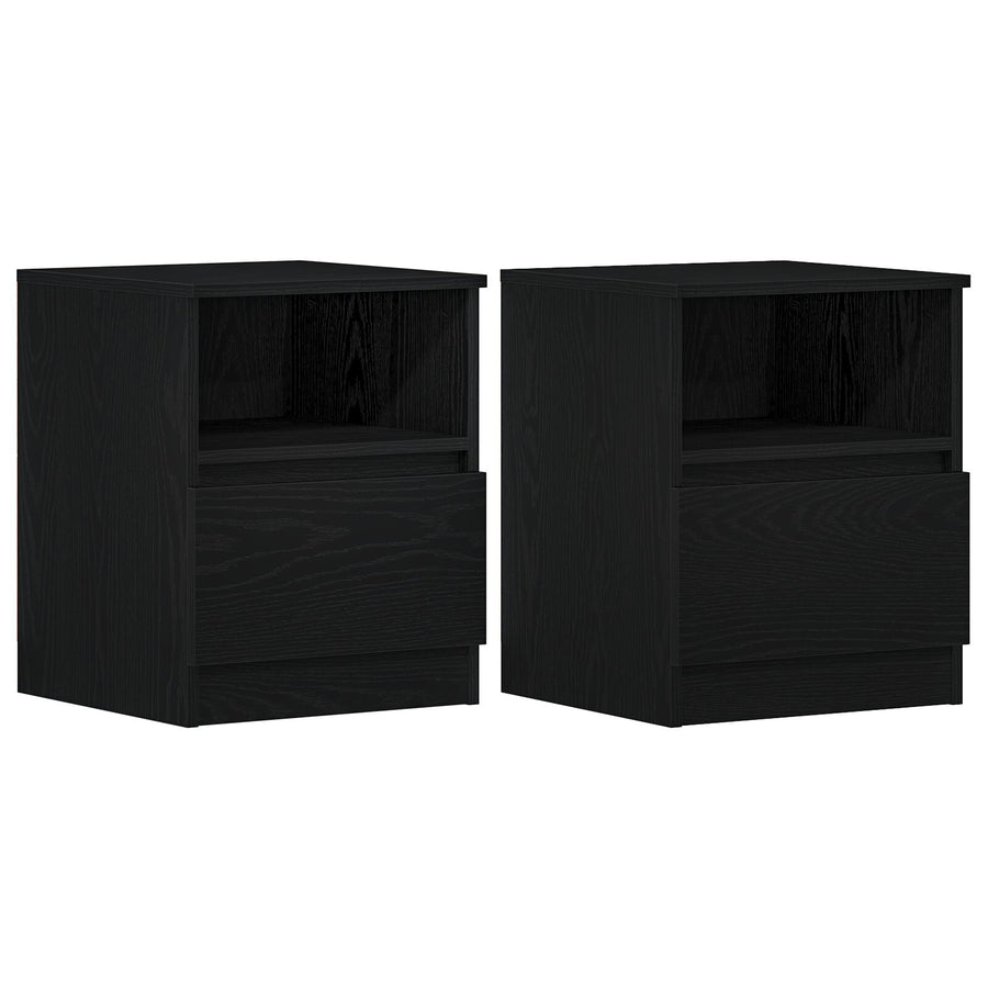 Nachtkastjes 2 Stuks Zwart Eiken 40X40X50 Cm Gelaagd Hout