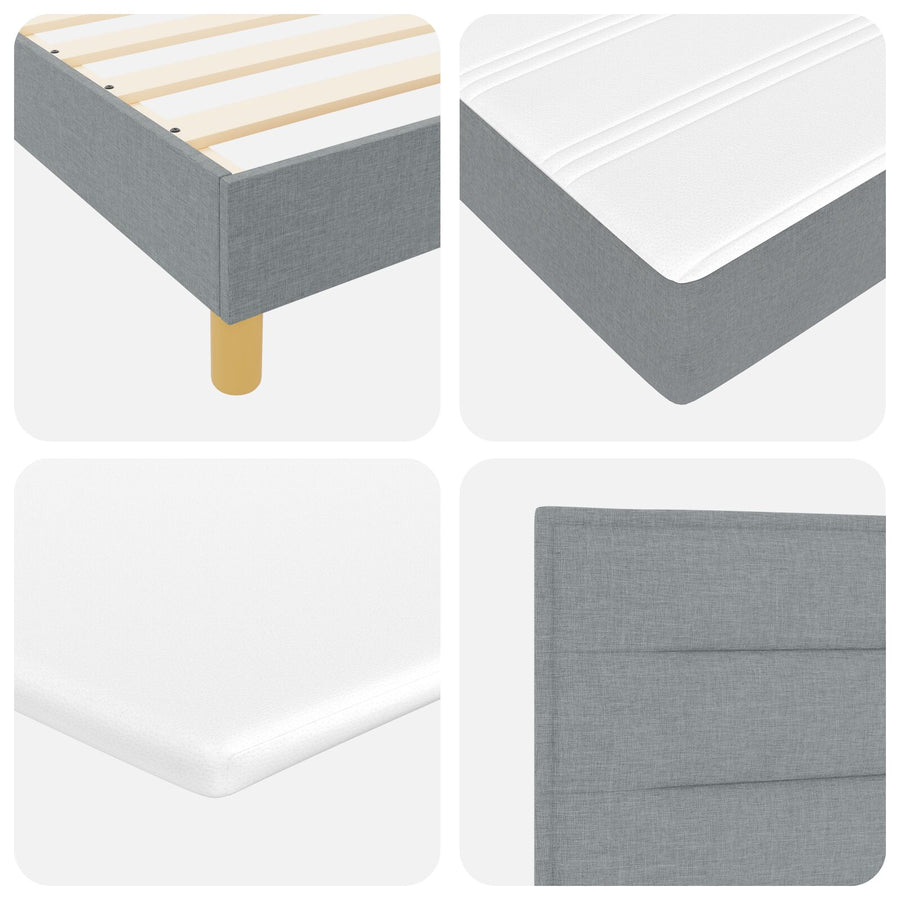 Boxspringbed Met Matras Stof Lichtgrijs 160 x 200 cm Lijnen ontwerp