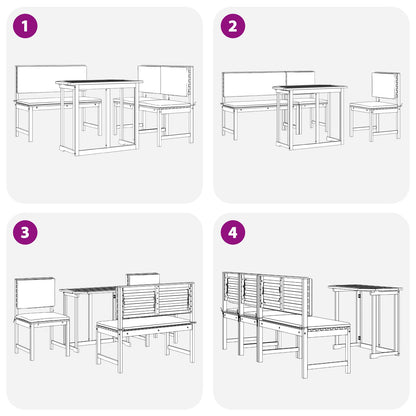4-Delig Tuin Eetset Van Massief Acaciahout