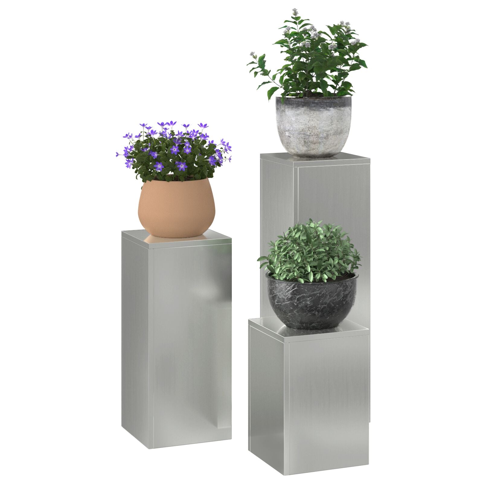 Buiten Plantenstandaards Pillar Set Van 3 Gegalvaniseerd staal 3x (35/55/75 cm)