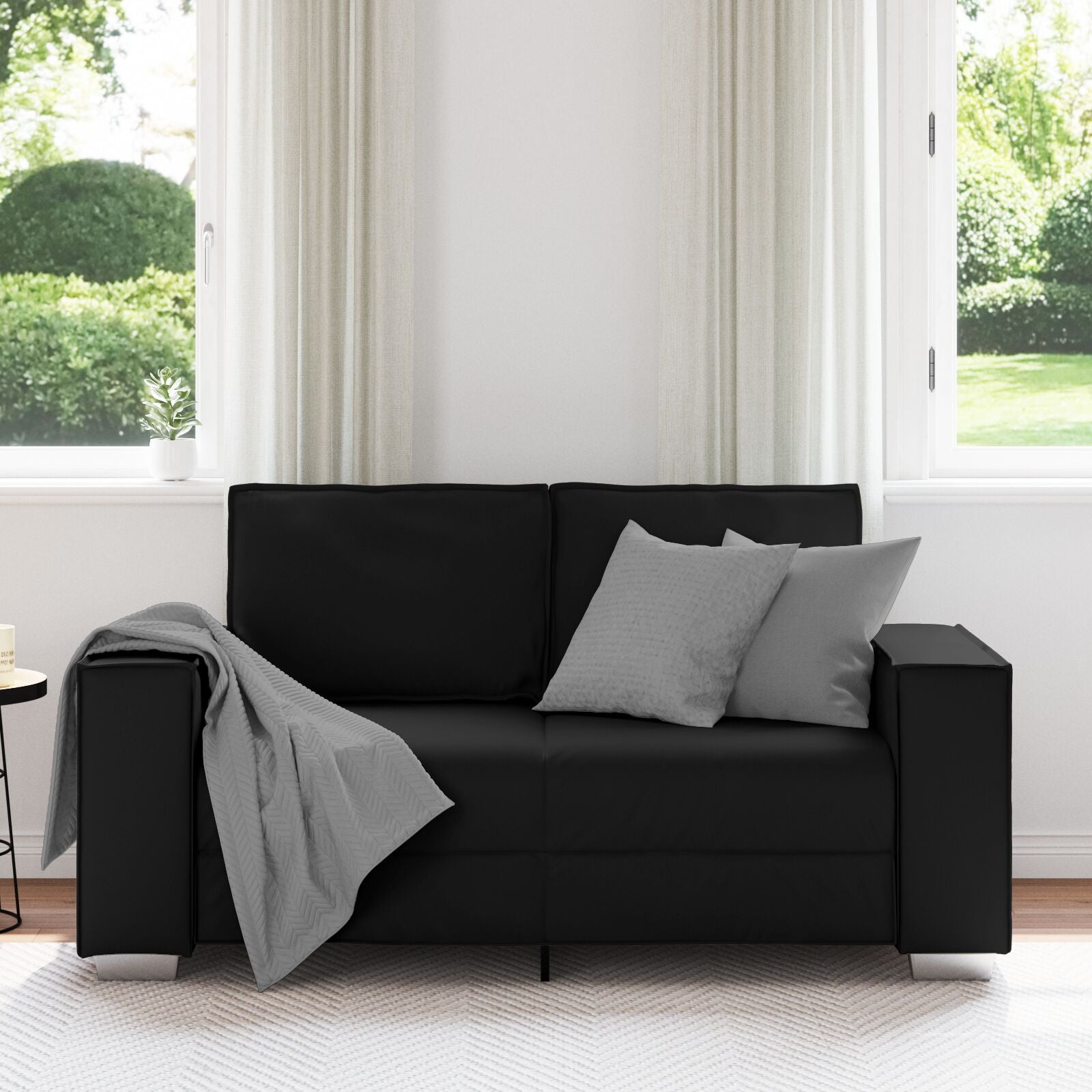 Loveseat Bank Kunstleer Zwart 120 cm