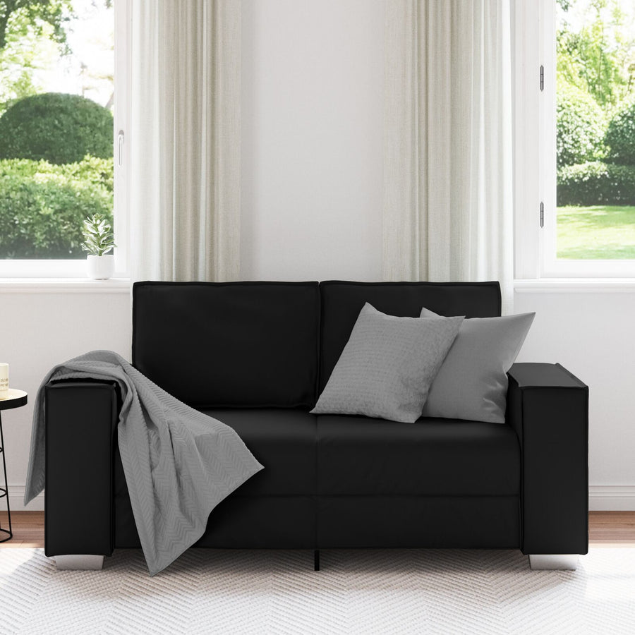 Loveseat Bank Kunstleer Zwart 120 cm