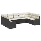 Tuinset poly rattan 9-delig zwart