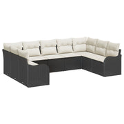 Tuinset poly rattan 9-delig zwart