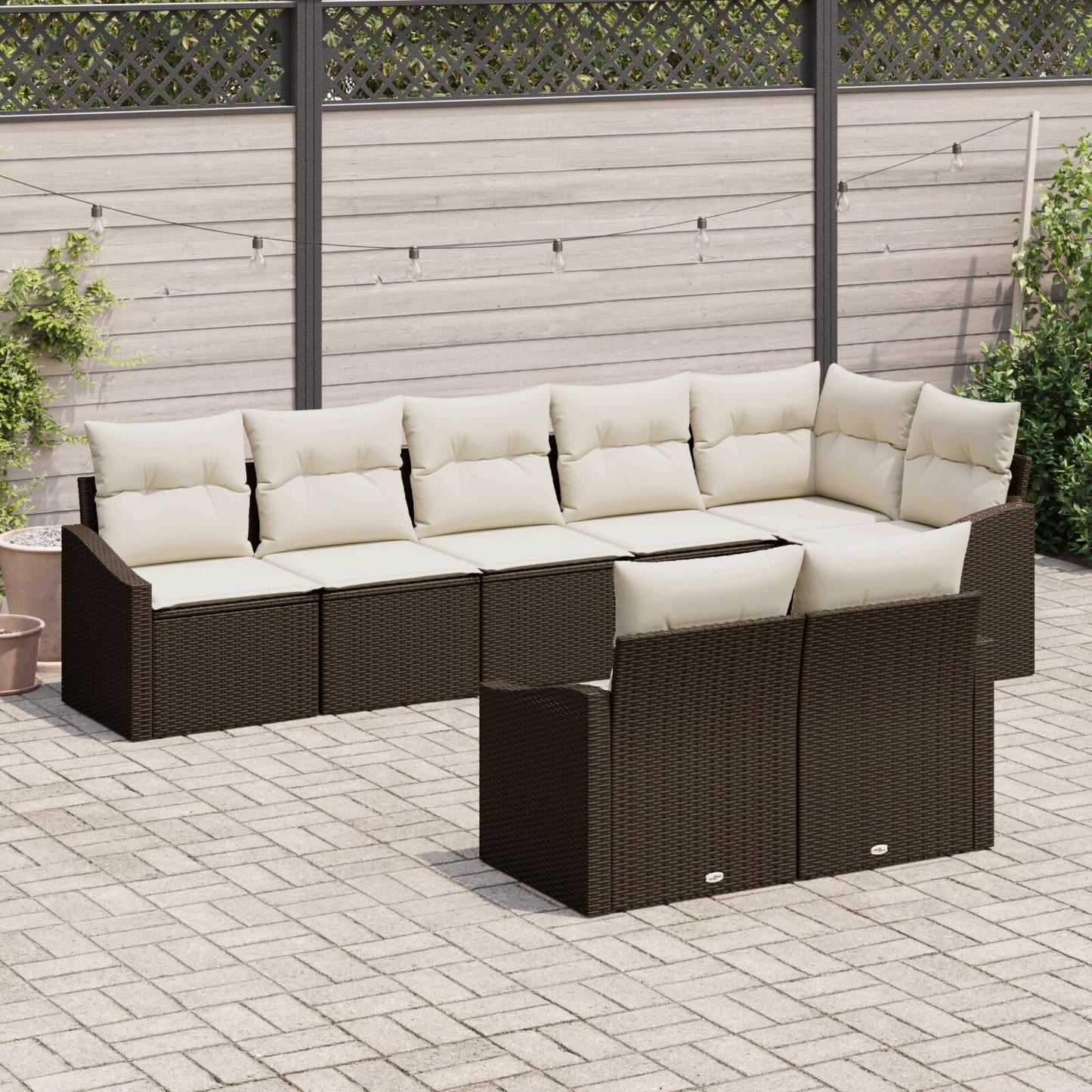 Tuin Sofa Set 8-Delige Set Crème, Bruin