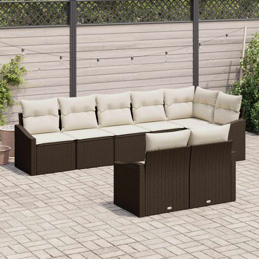 Tuin Sofa Set 8-Delige Set Crème, Bruin