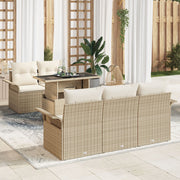Garden Sofa Set with cushions 6 pcs Beige poly rattan