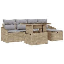 6-Delige Tuin Sofa Set Met Kussens Beige Poly Rattan Wit