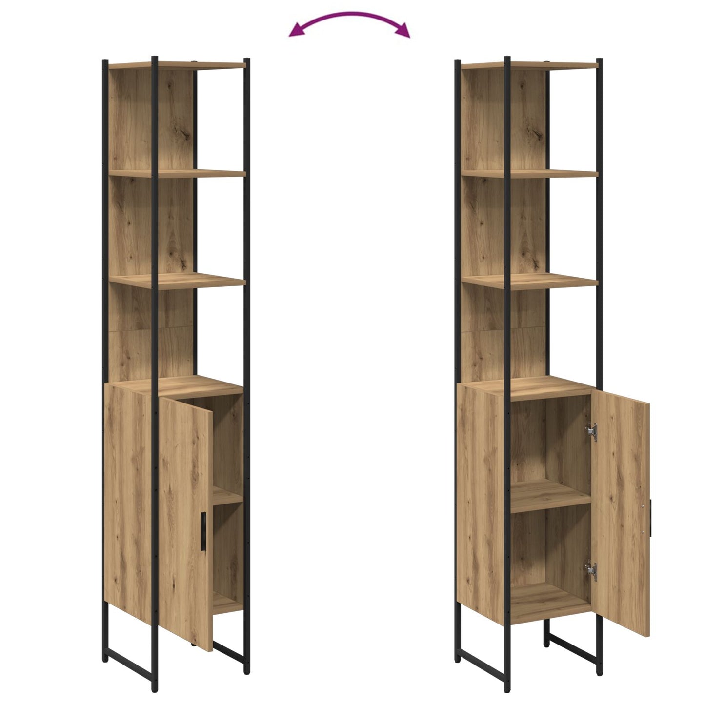 Badkamerkast Artisan Eiken 33X33X185,5 Cm Gelaagd Hout
