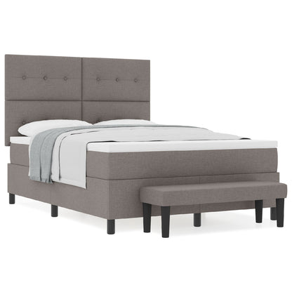 Boxspringbed Met Matras & Bank Stof Taupe 160 x 200 cm Knop getuft