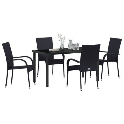 5-Delige Tuinset Zwart Poly Rattan