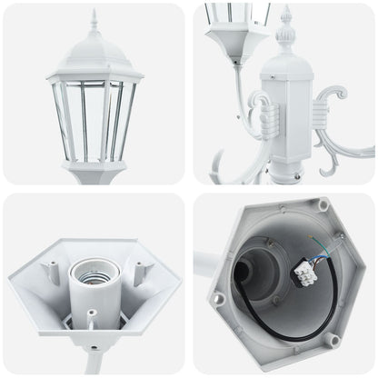 Tuinlampenpaal 3-Lamps E27 220 Cm Aluminium Wit
