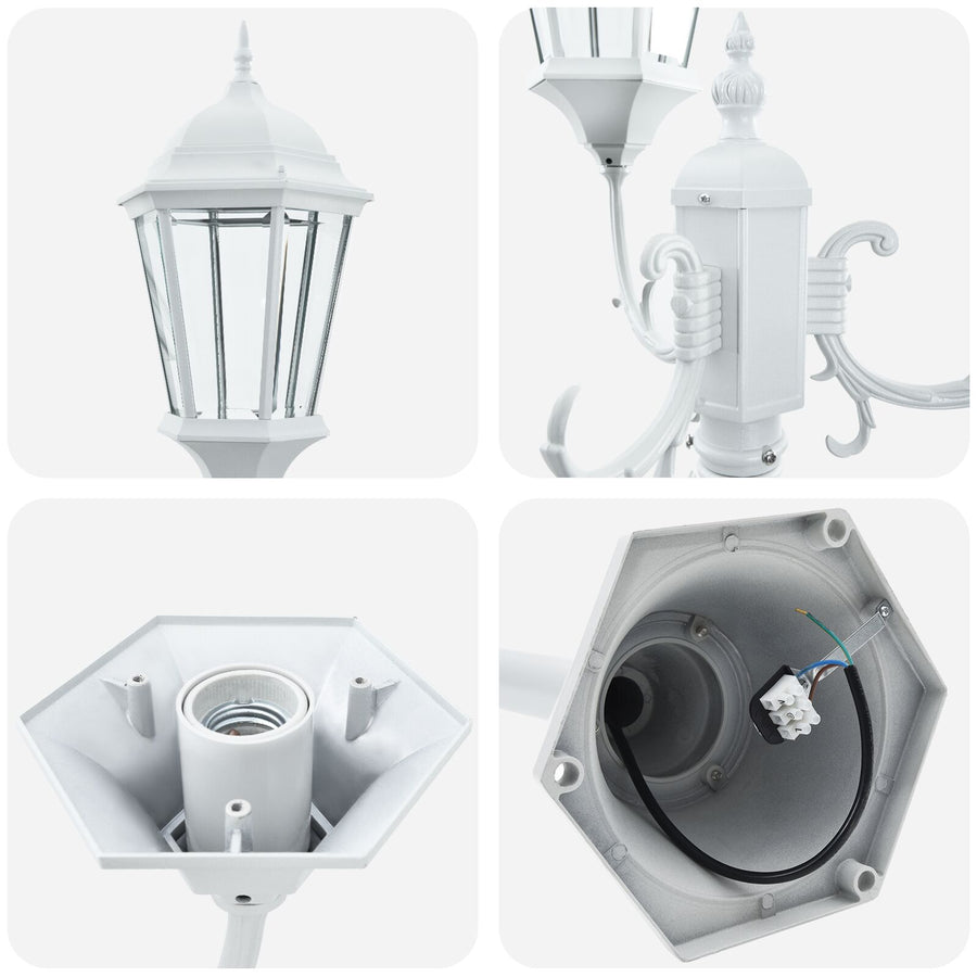 Tuinlampenpaal 3-Lamps E27 220 Cm Aluminium Wit