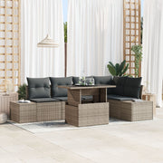 Loungeset polyrotan grijs 5 personen