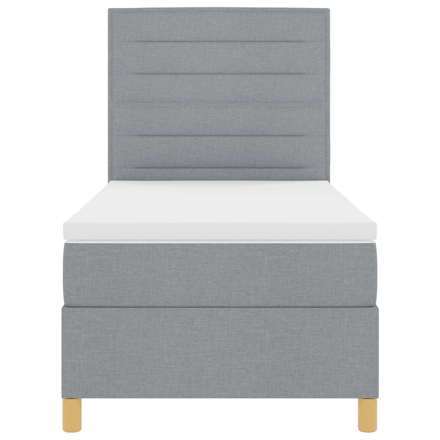 Boxspring Bed Met Matras Lichtgrijs 100X200 Cm Stof Blauw