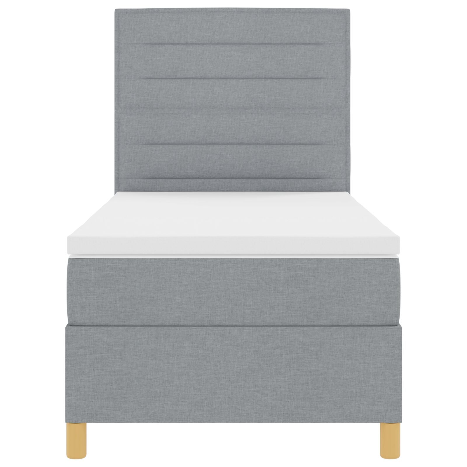 Boxspring Bed Met Matras Lichtgrijs 100X200 Cm Stof Blauw