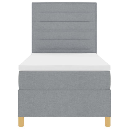Boxspring Bed Met Matras Lichtgrijs 100X200 Cm Stof Blauw
