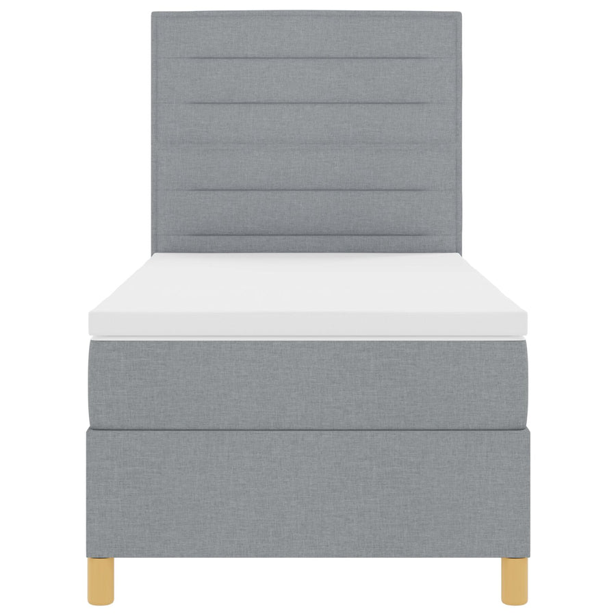 Boxspring Bed Met Matras Lichtgrijs 100X200 Cm Stof Blauw