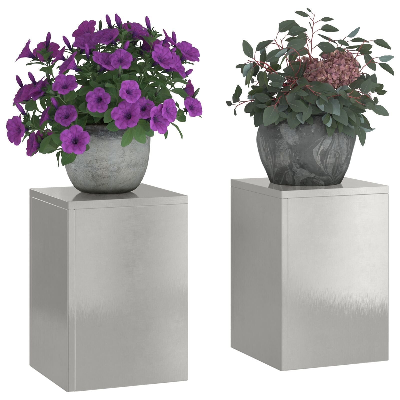 Buiten Plantstands Pillar 2 Stuks 24X24X35 Cm Roestvrijstaal 2x (35 cm)