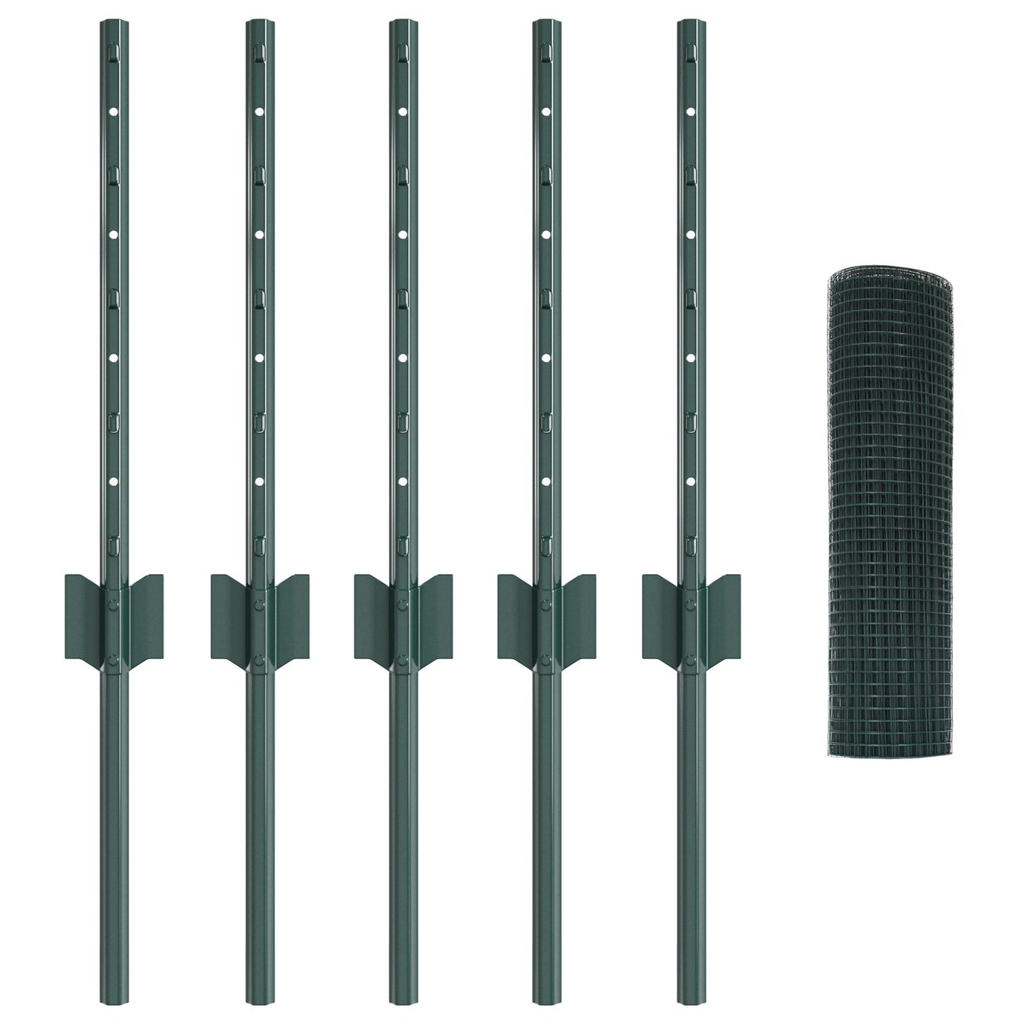 Gelaste Draad Fence Met 5 U-Palen Groen 0.4X10 M Staal