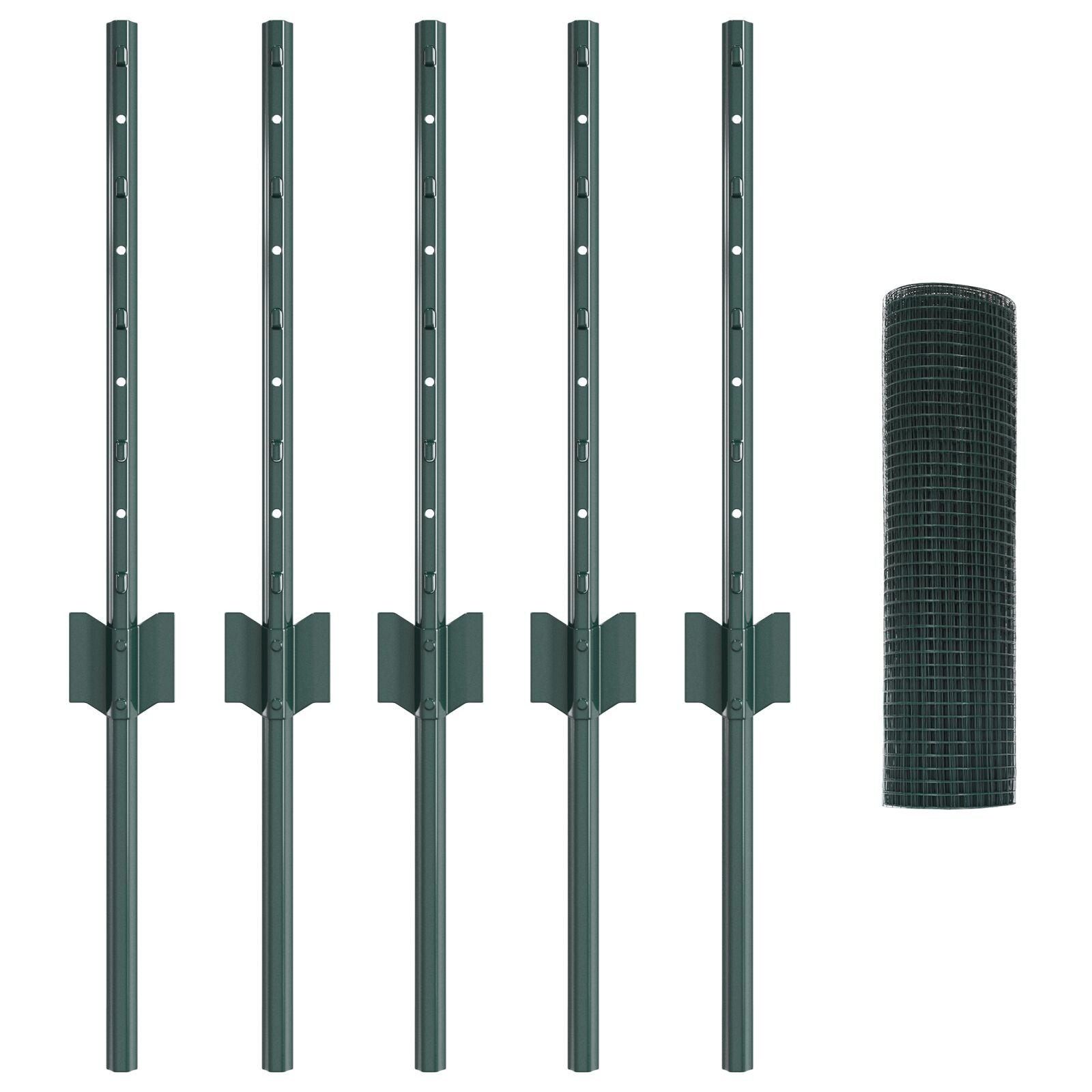 Gelaste Draad Fence Met 5 U-Palen Groen 0.4X10 M Staal