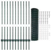 Fence with Post Green 1 x 25 m Steel and PVC