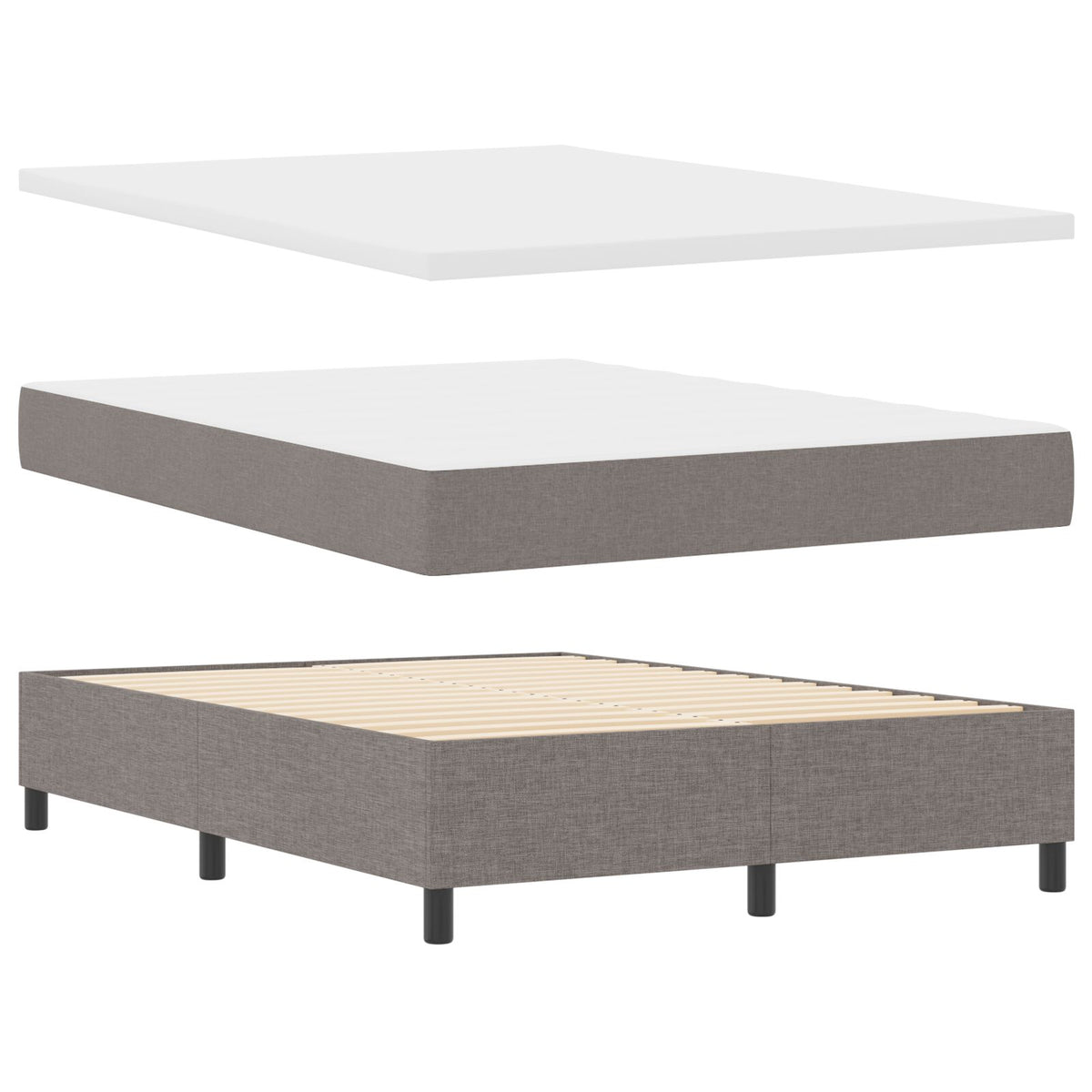 Boxspringbed Met Matras & Bank Stof Taupe 140 x 200 cm Lijnen ontwerp