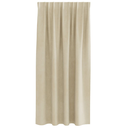 Zwarte Gordijnen Met Topband 2 Stuks Fluweel Crème 140 x 175 cm metgestikte tape