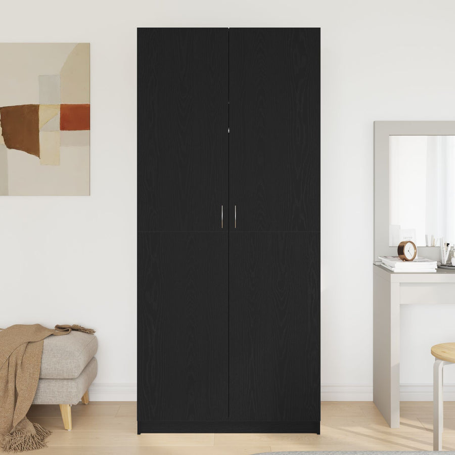 Kledingkast Zwart Eiken 90X52X200 Cm Behandeld Hout