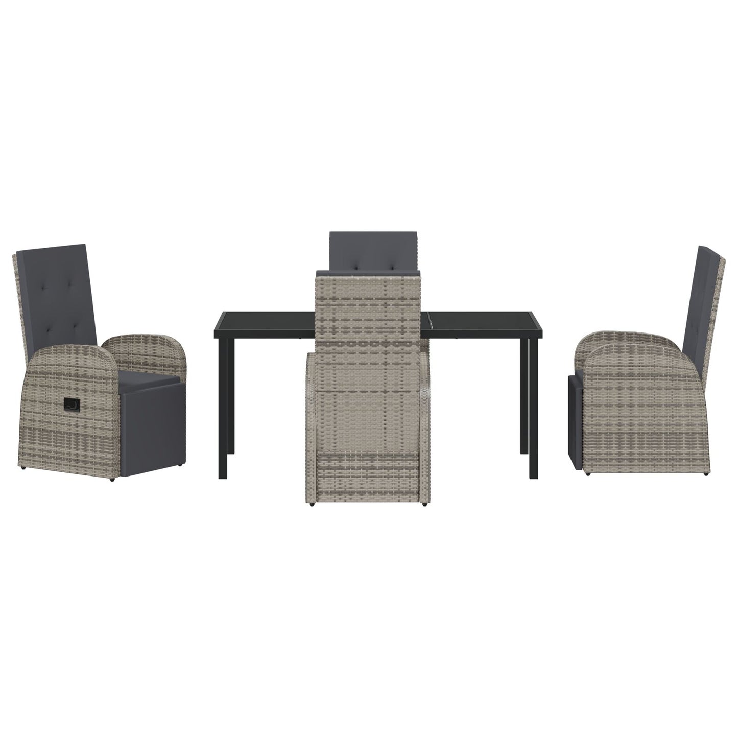 5-Delig Tuin Eetset Met Kussens Grijs Poly Rattan