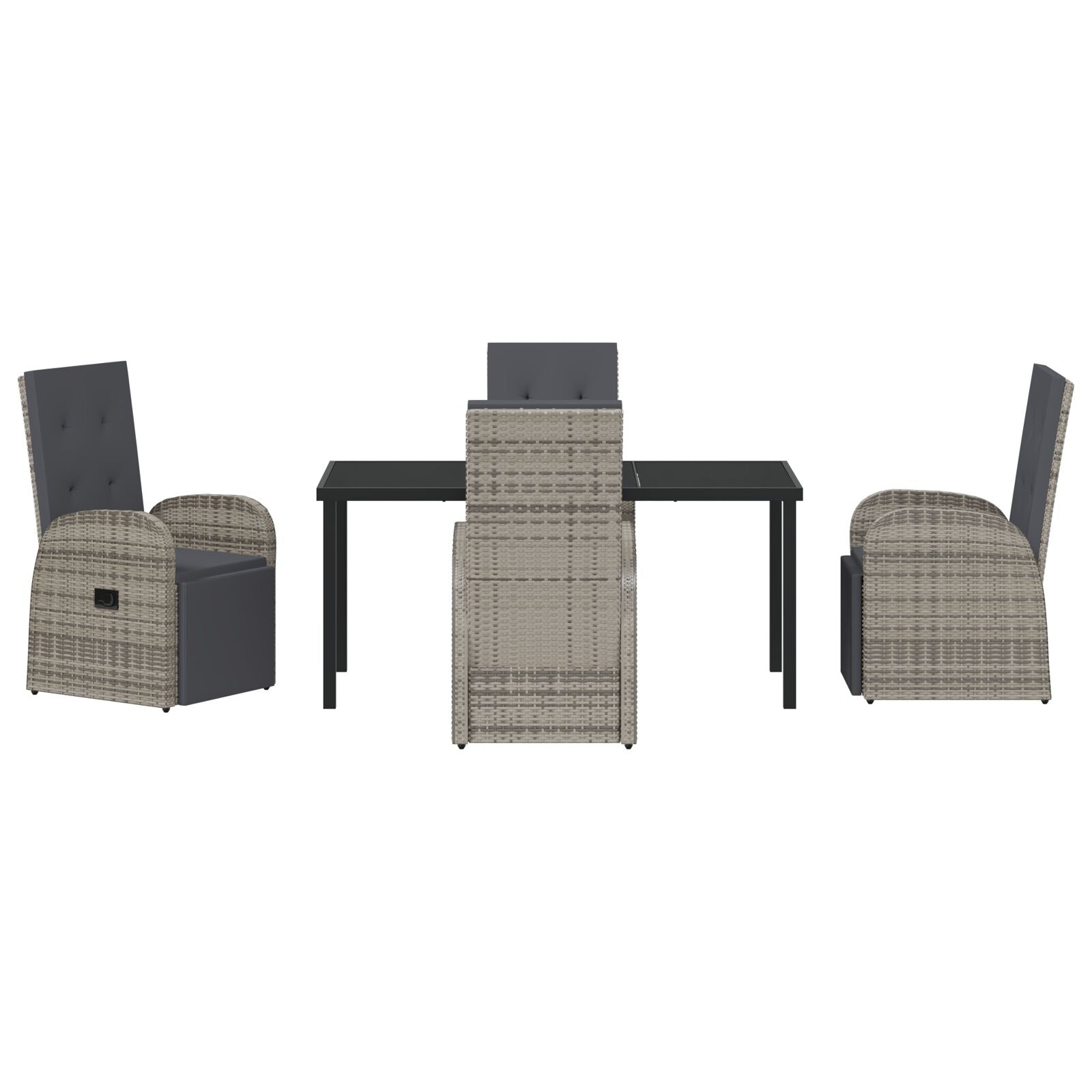 5-Delig Tuin Eetset Met Kussens Grijs Poly Rattan