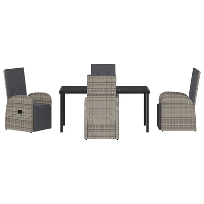 5-Delig Tuin Eetset Met Kussens Grijs Poly Rattan