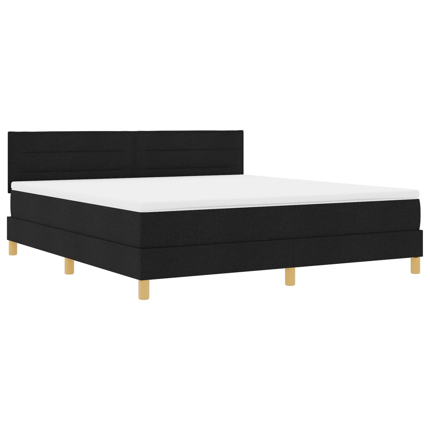 Boxspring Bed Met Matras Stof Zwart 180 x 200 cm Lijnen ontwerp