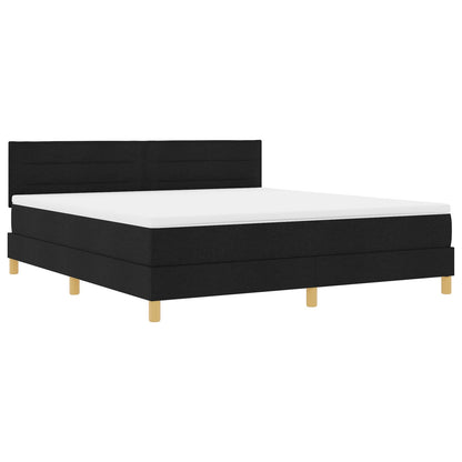 Boxspring Bed Met Matras Stof Zwart 180 x 200 cm Lijnen ontwerp