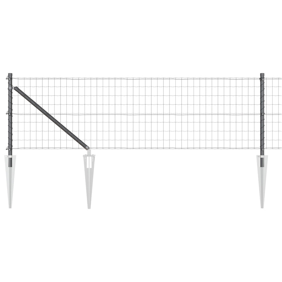 Euro Hek Met 7 Spike Posts 0.6X10 M Gegalvaniseerd Staal Grijs Gegalvaniseerd Staal