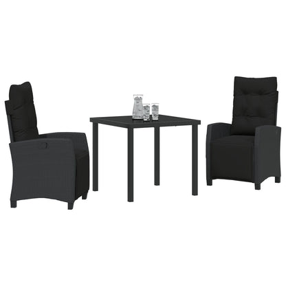 3-Persoons Tuin Eetset Zwart Poly Rattan