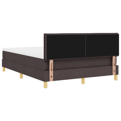 Boxspringbed Met Matras Stof Donkerbruin 140 x 200 cm Knoop-geplooid