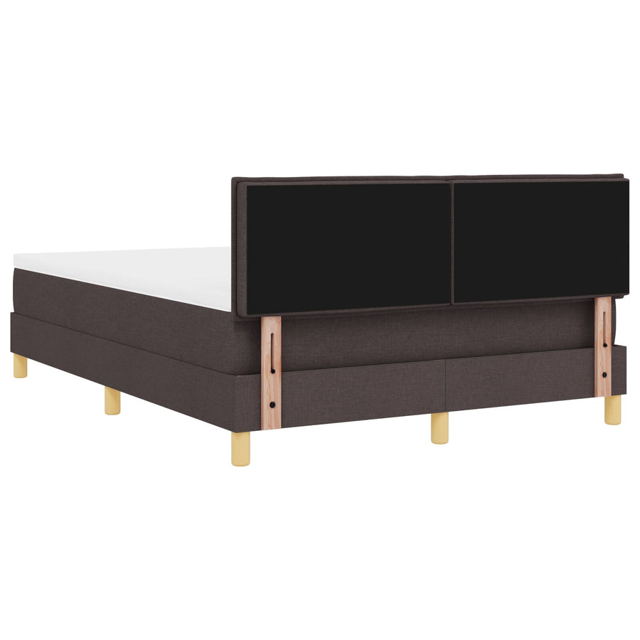 Boxspringbed Met Matras Stof Donkerbruin 140 x 200 cm Knoop-geplooid