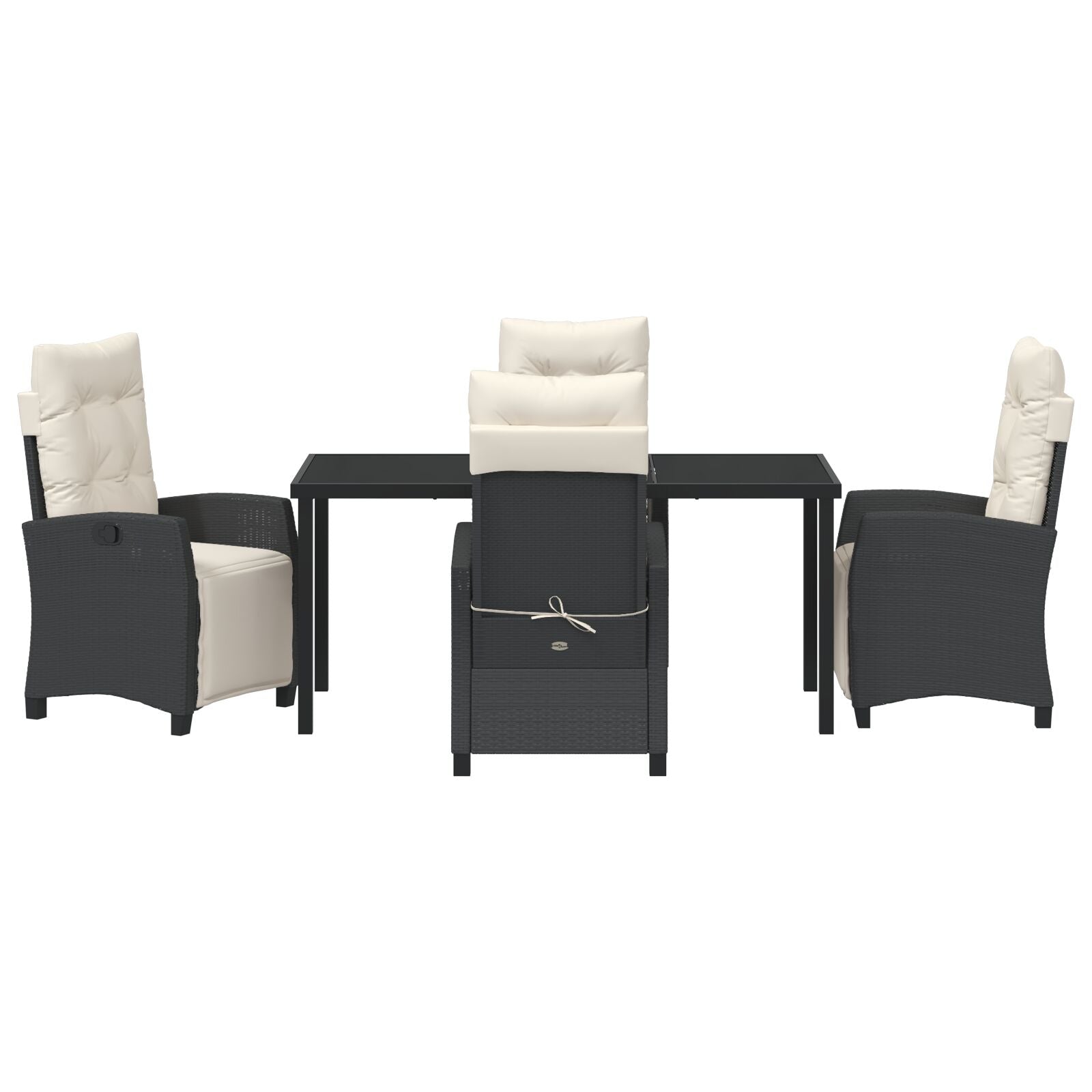 5-Delige Tuin Eetset Zwart Poly Rattan