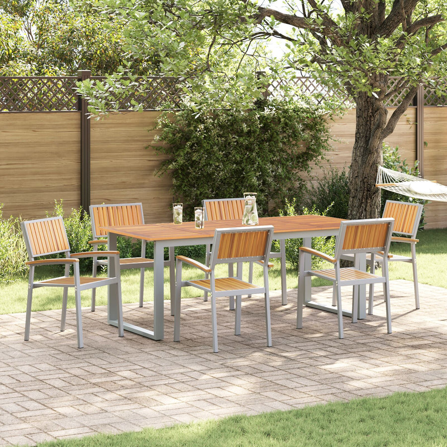 Tuin Eettafel Set Set Van 7 Grijs Aluminium Duurzaam