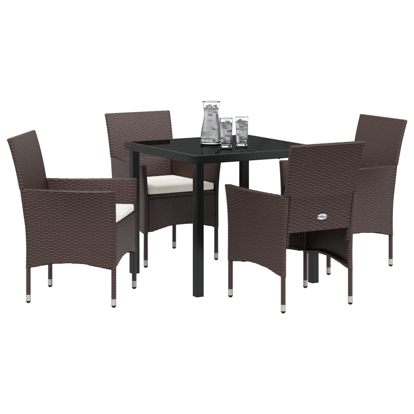 5-Delige Tuin Eetset Bruin Poly Rattan