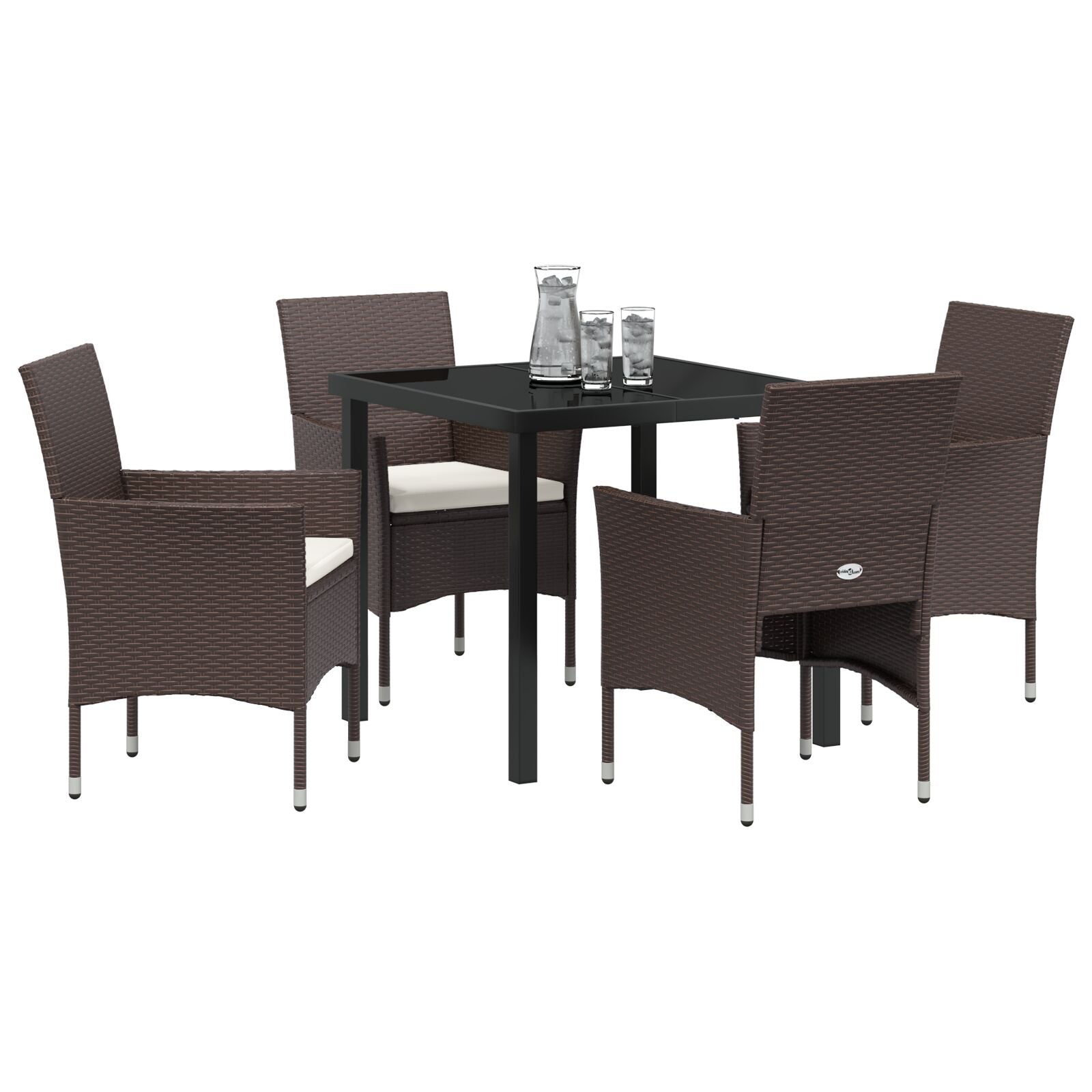 5-Delige Tuin Eetset Bruin Poly Rattan