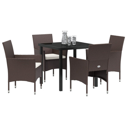 5-Delige Tuin Eetset Bruin Poly Rattan